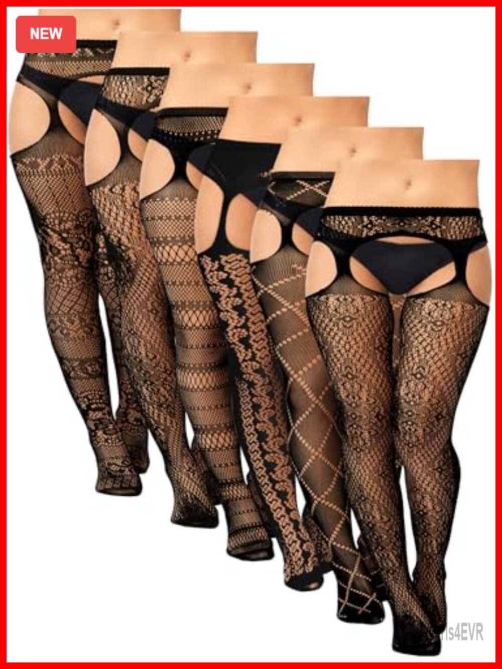 6 Pairs Fishnet Stockings Nylon Spandex Stretchable Thigh High Cosplay Costume